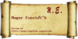 Mager Euszták névjegykártya